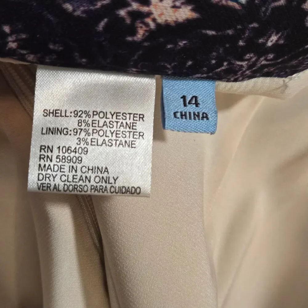 Antonio Melani Womens Multicolored Medalion Print Fully Lined Skirt. Size 14